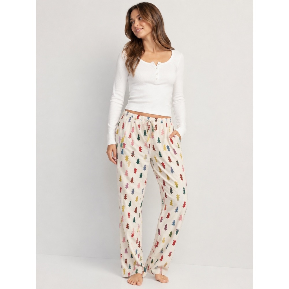 Hanna Andersson Holiday Flannel Pajama Pants Tree 100% Cotton Womens Large